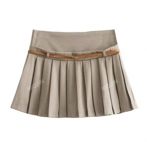 Tan Pleated Skirt